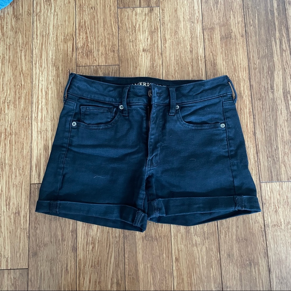 American Eagle super stretch black midi shorts